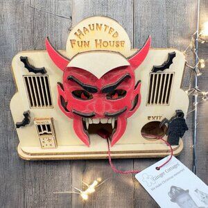 Ginger Cottages Haunted Funhouse Boo Wooden Figurine Hand Made New W Tag Decor